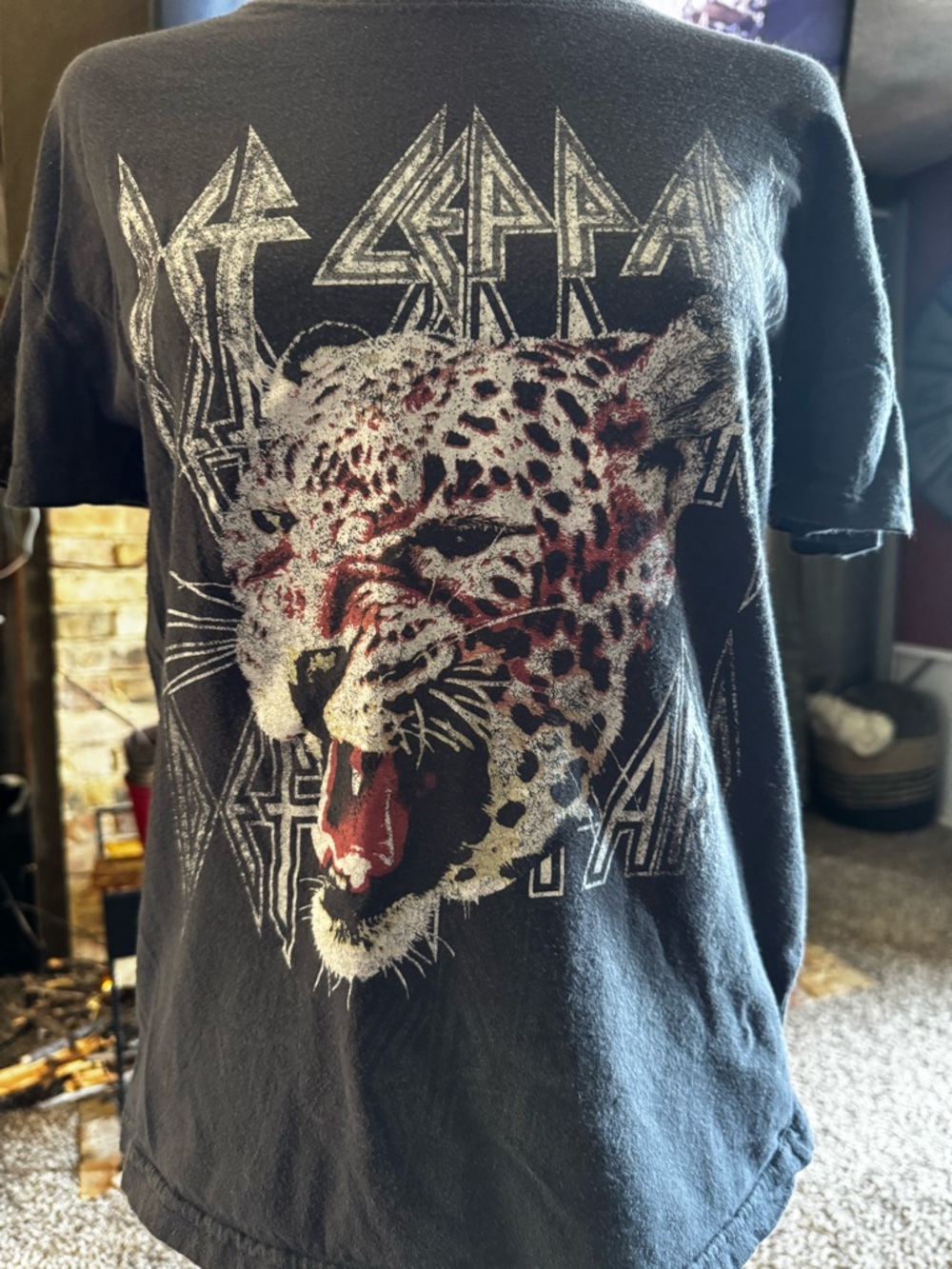 Def Leppard Black Leopard Graphic Short Sleeve Tee